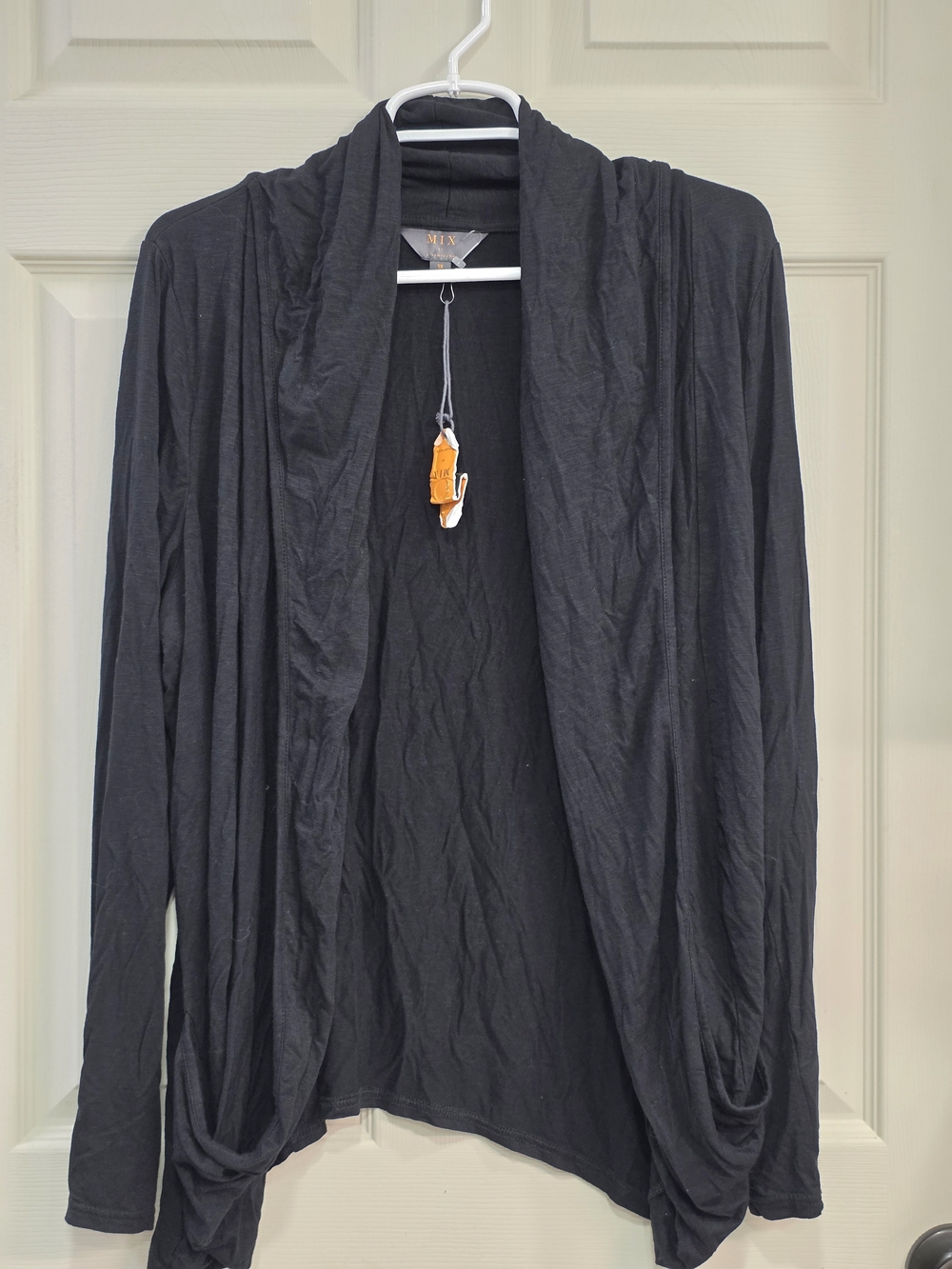 Mixit Black Draped Open Front Women's Cardigan